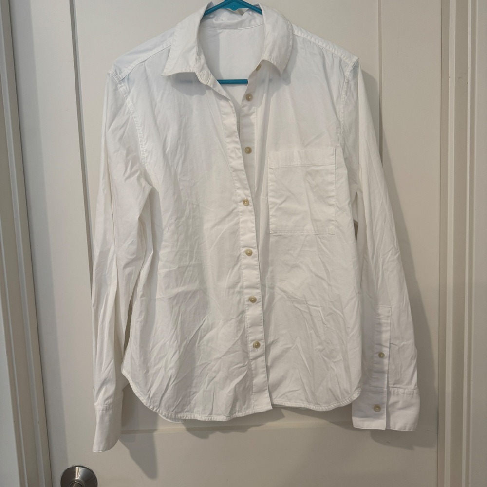 Lululemon White Long Sleeve Button Down Shirt With Pocket